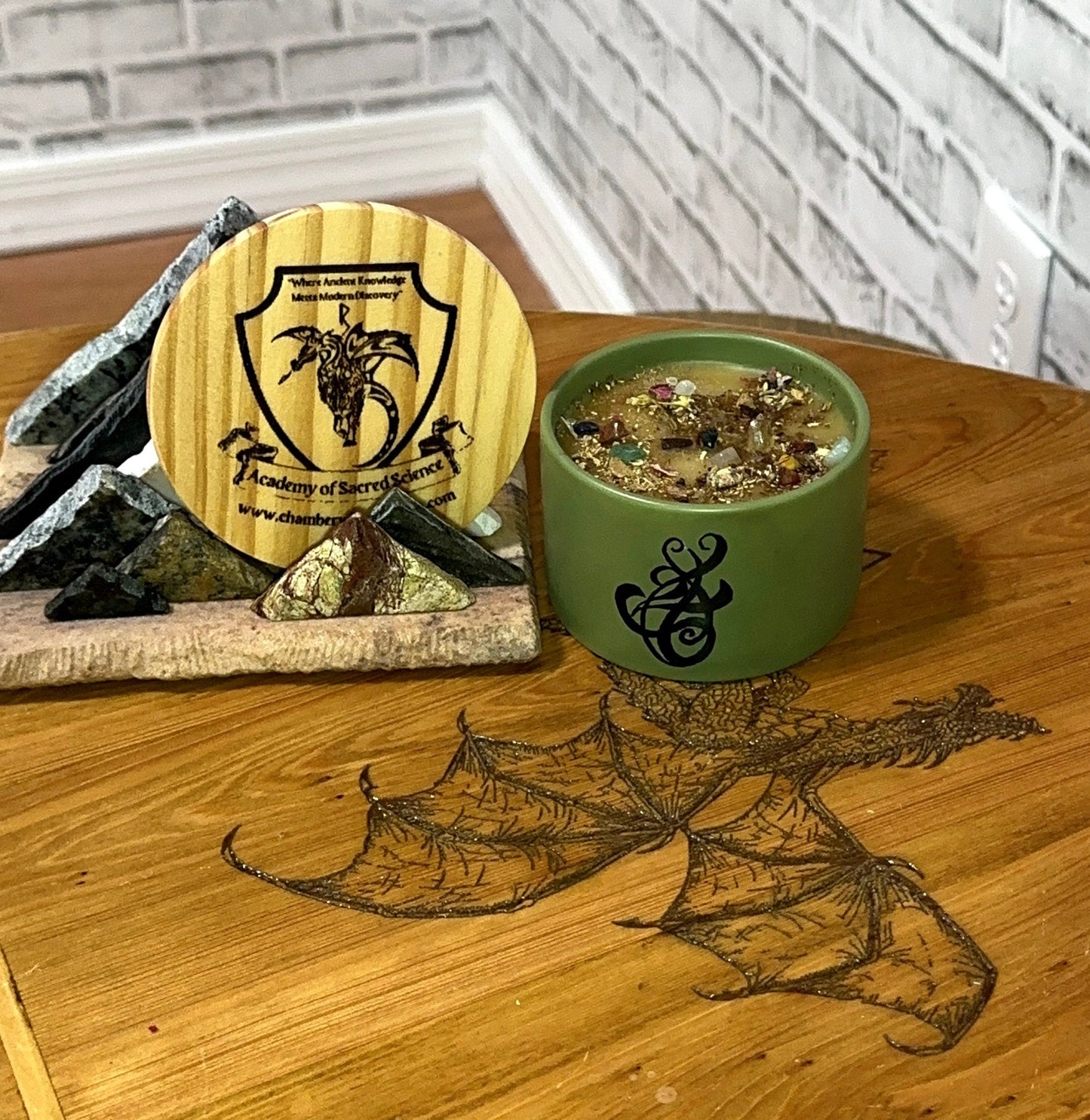 "Harmony & Fortune" Beeswax Candle Set w/ Sigil, Herbs & Crystals | Protection & Abundance