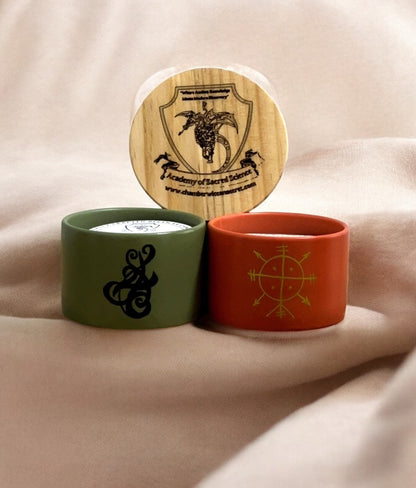 "Harmony & Fortune" Beeswax Candle Set w/ Sigil, Herbs & Crystals | Protection & Abundance