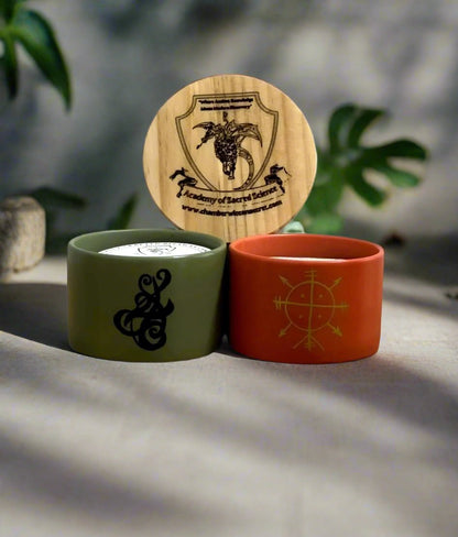 "Harmony & Fortune" Beeswax Candle Set w/ Sigil, Herbs & Crystals | Protection & Abundance