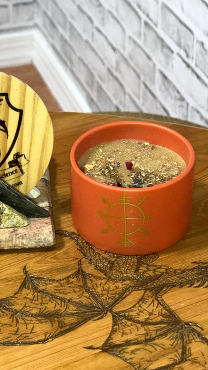 "Harmony & Fortune" Beeswax Candle Set w/ Sigil, Herbs & Crystals | Protection & Abundance