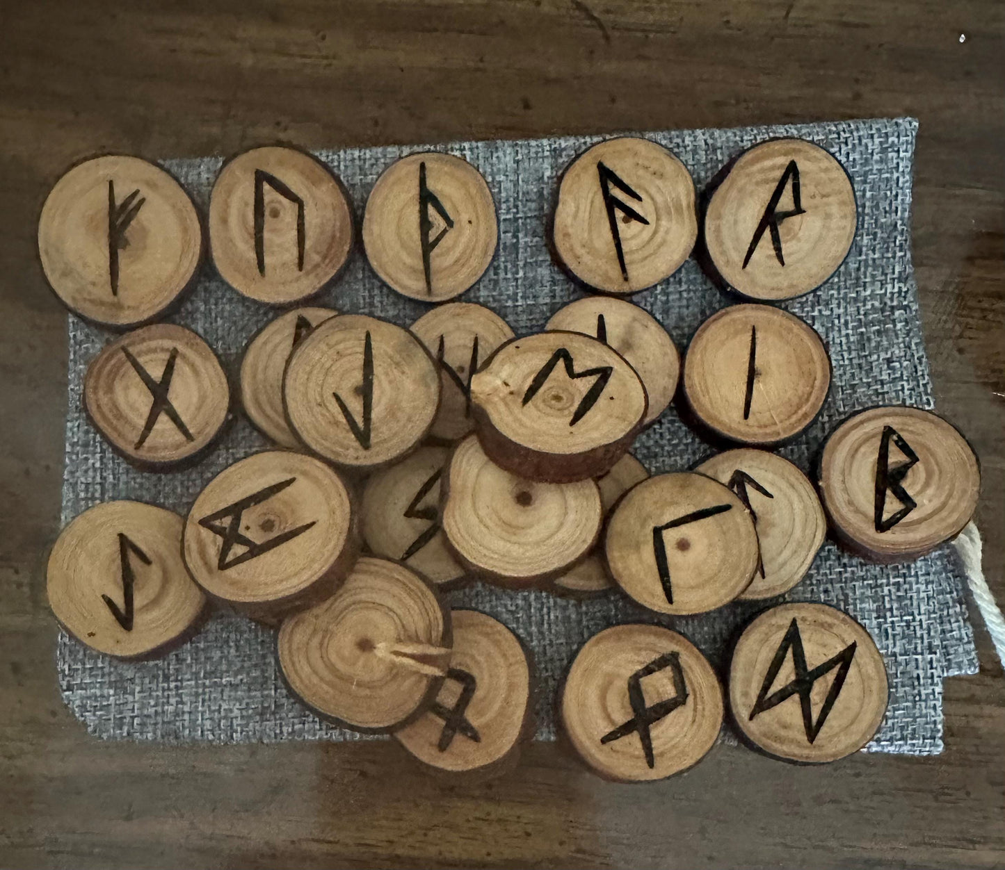 Pine Tree Wood Runes Set with Interpretation Guide - 25 Elder Futhark Runes