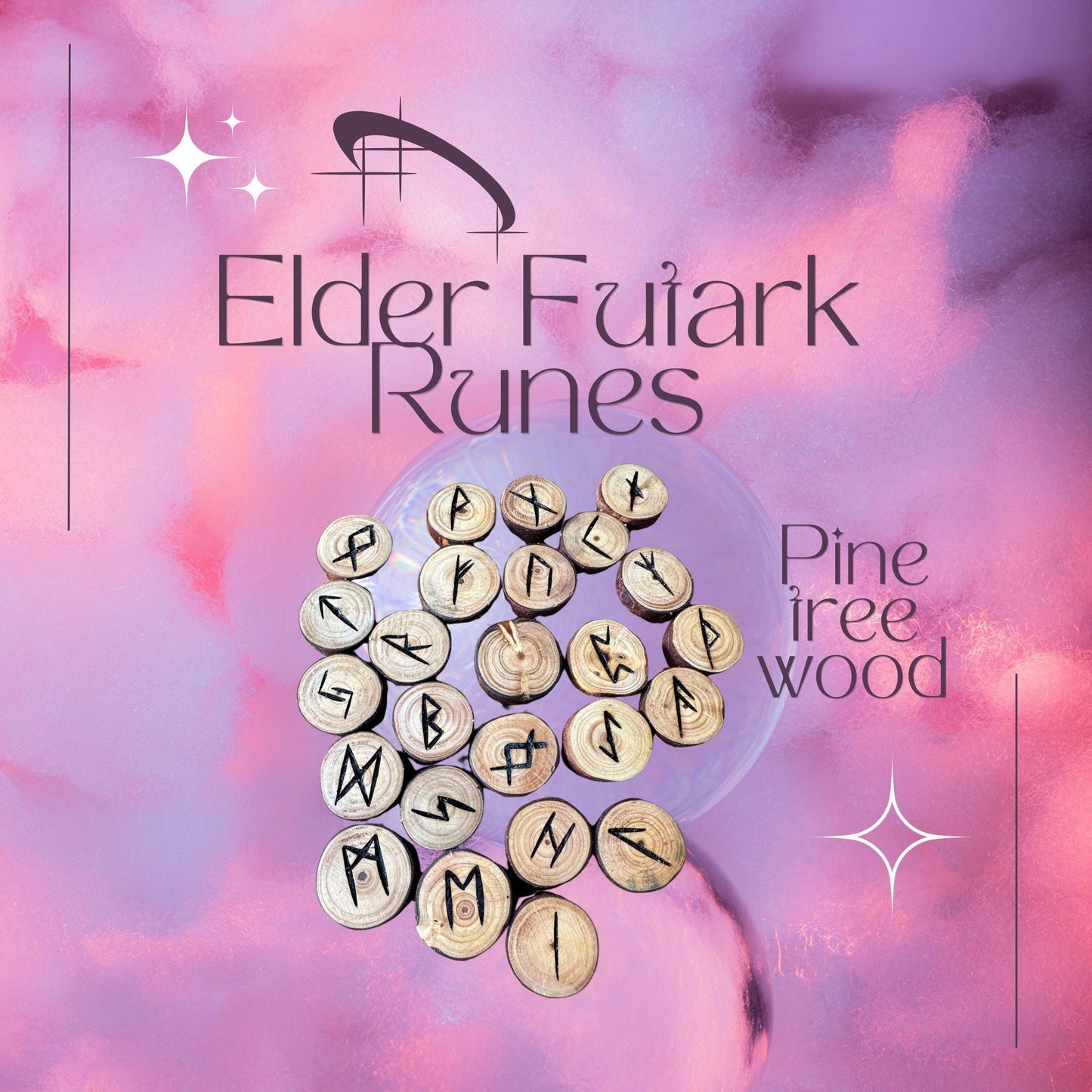 Pine Tree Wood Runes Set with Interpretation Guide - 25 Elder Futhark Runes